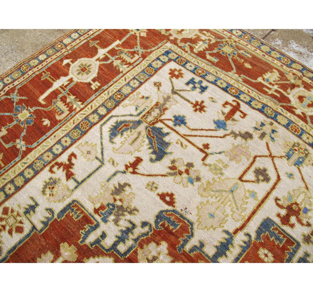 Early 20th Century Handmade Persian Serapi Large Room Size Carpet For Sale 1