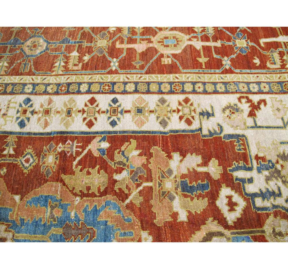 Early 20th Century Handmade Persian Serapi Large Room Size Carpet For Sale 2
