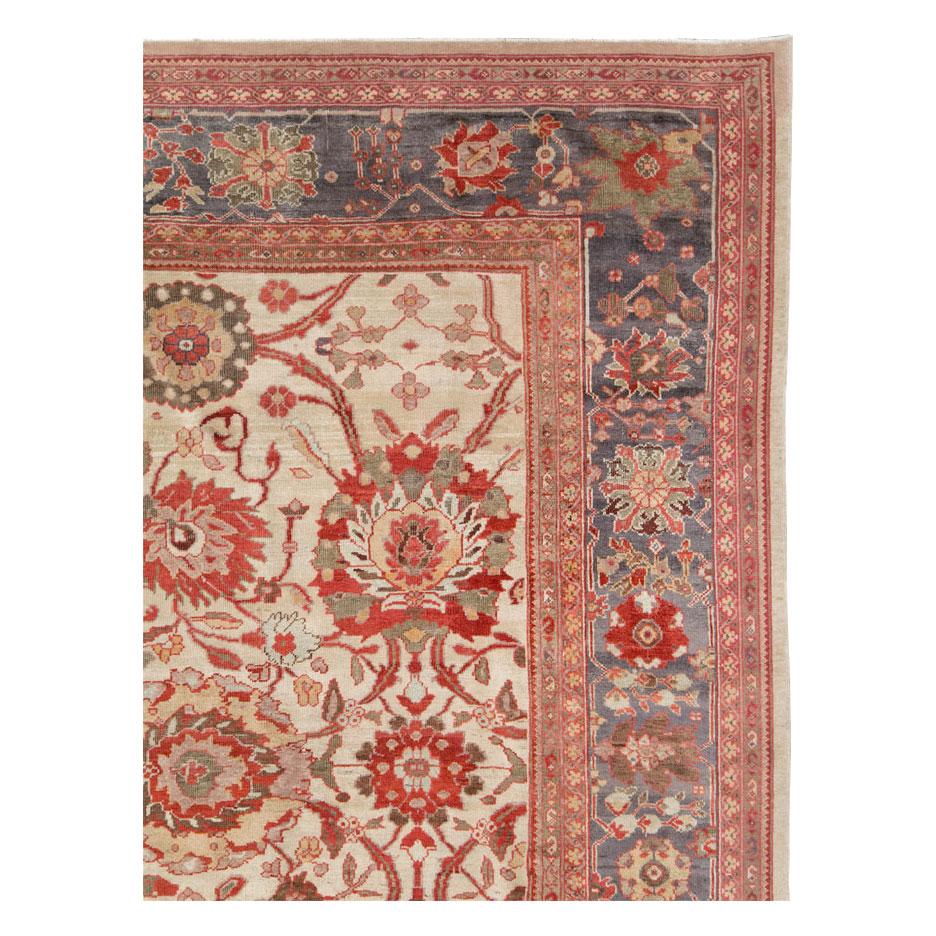 Hand-Knotted Early 20th Century Handmade Persian Sultanabad Large Carpet For Sale