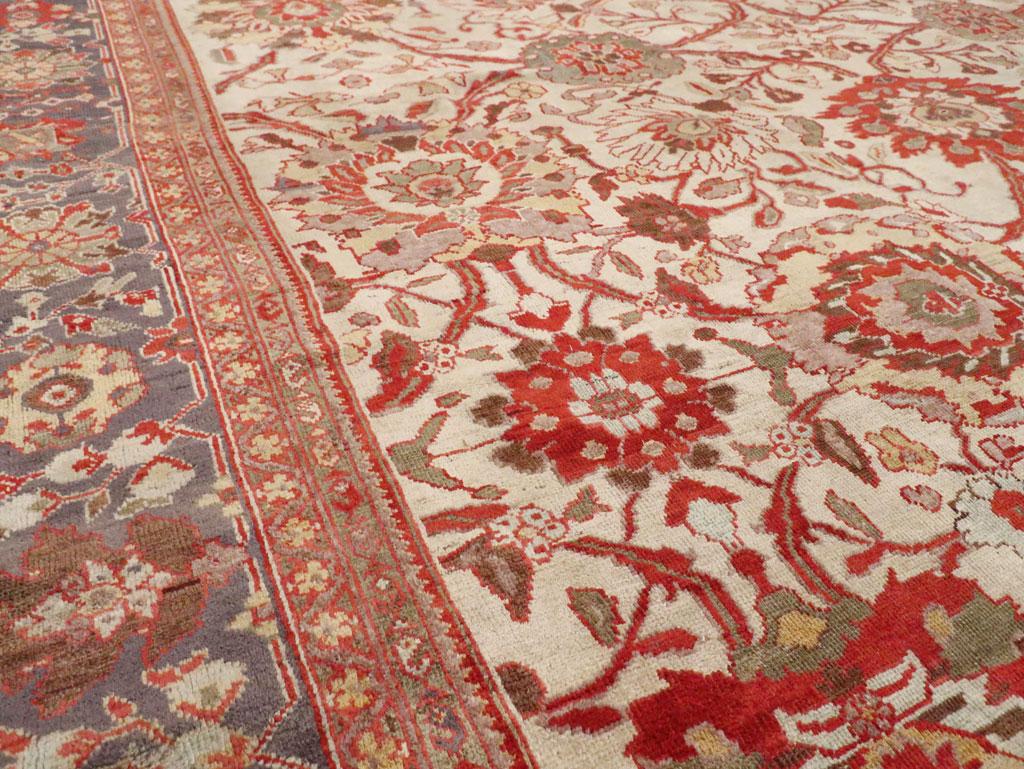 Wool Early 20th Century Handmade Persian Sultanabad Large Carpet For Sale