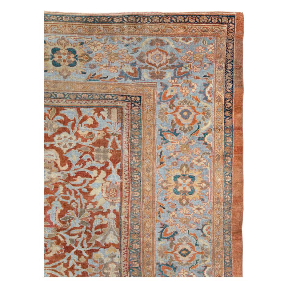 Hand-Knotted Early 20th Century Handmade Persian Sultanabad Large Square Room Size Carpet For Sale