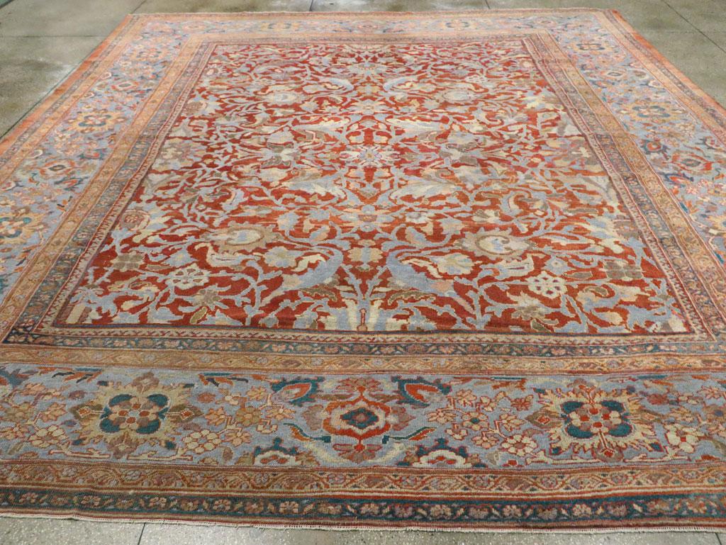 Early 20th Century Handmade Persian Sultanabad Large Square Room Size Carpet In Excellent Condition For Sale In New York, NY