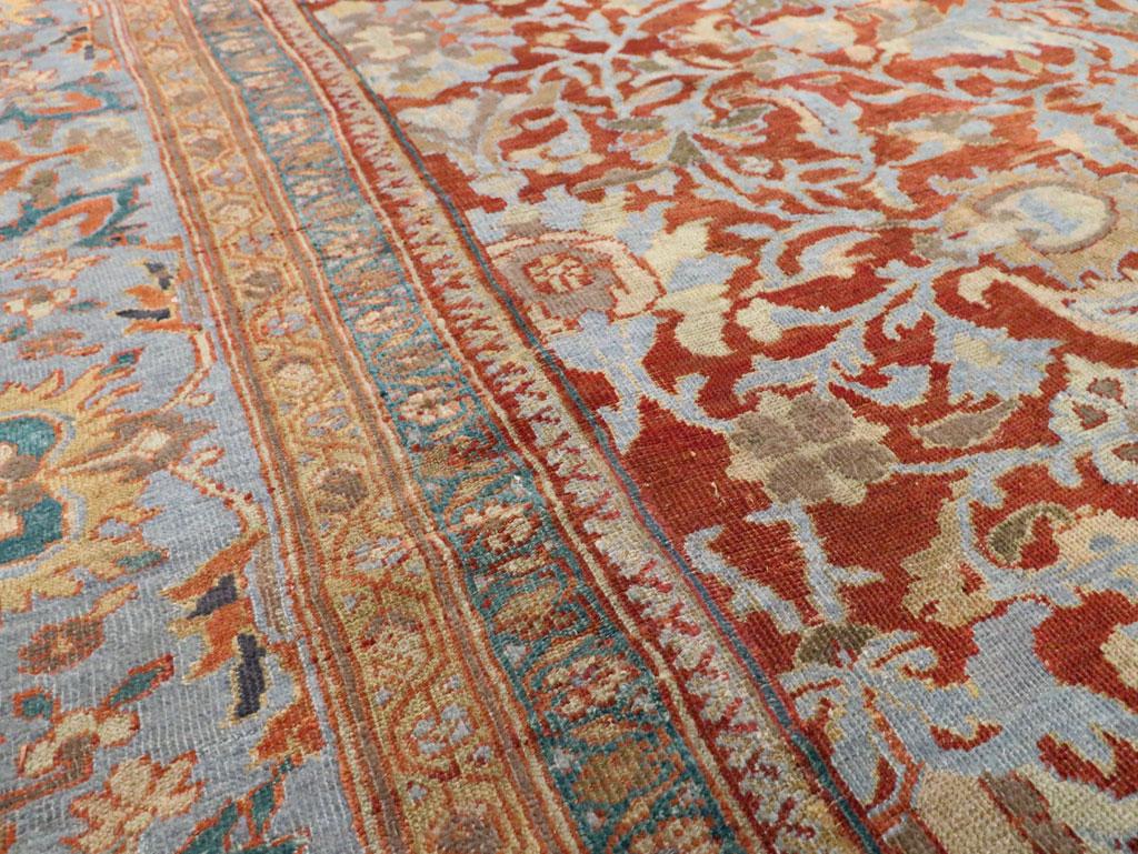 Wool Early 20th Century Handmade Persian Sultanabad Large Square Room Size Carpet For Sale