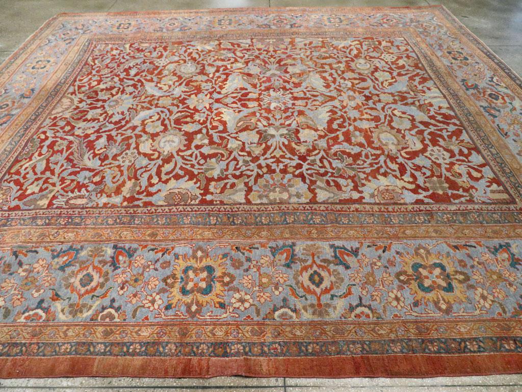 Early 20th Century Handmade Persian Sultanabad Large Square Room Size Carpet For Sale 1