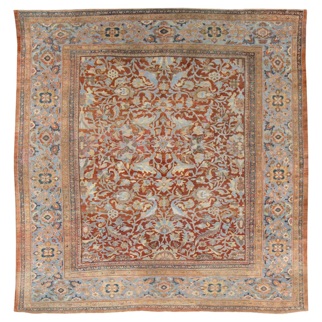 Early 20th Century Handmade Persian Sultanabad Large Square Room Size Carpet For Sale