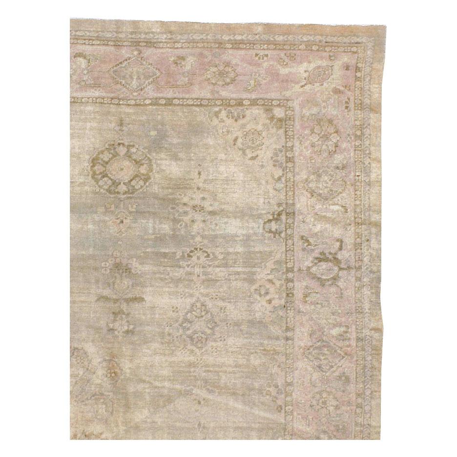 Edwardian Early 20th Century Handmade Persian Sultanabad Room Size Carpet For Sale