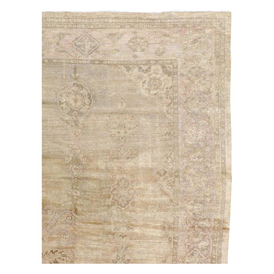 Hand-Knotted Early 20th Century Handmade Persian Sultanabad Room Size Carpet For Sale