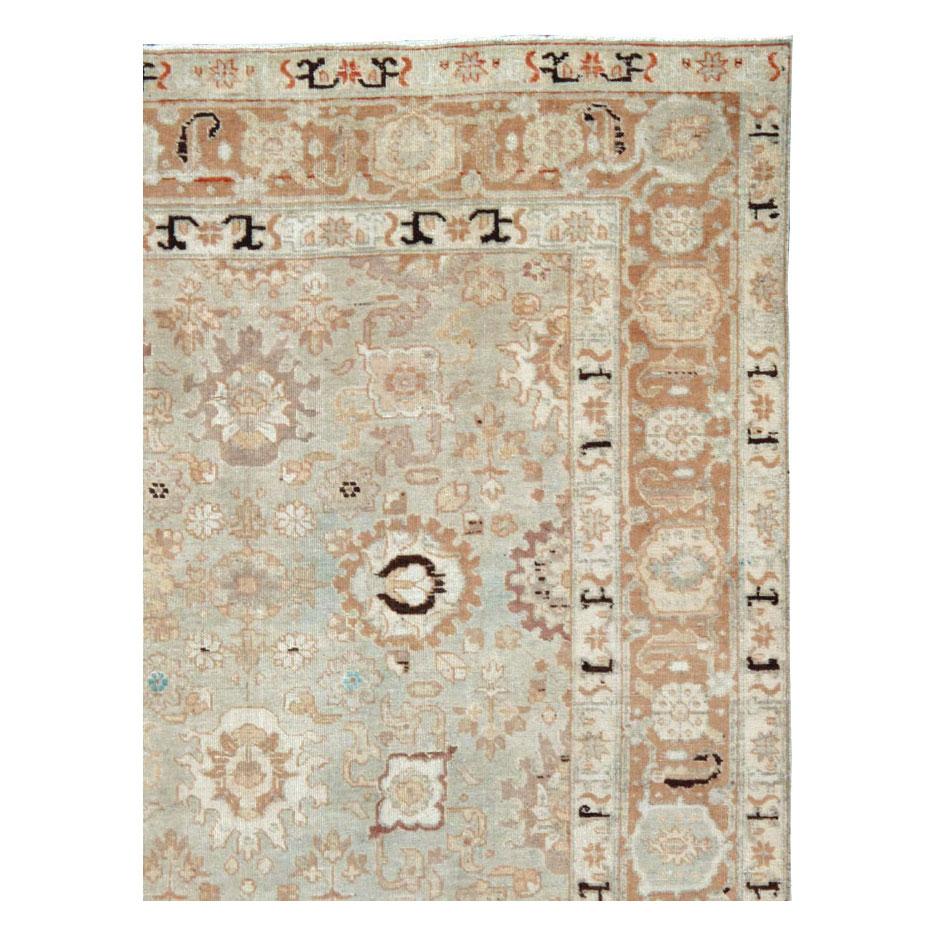 Rustic Early 20th Century Handmade Persian Tabriz 7' x 10' Accent Rug in Slate Grey