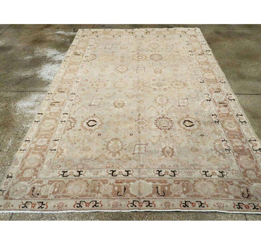 Early 20th Century Handmade Persian Tabriz 7' x 10' Accent Rug in Slate Grey In Good Condition In New York, NY