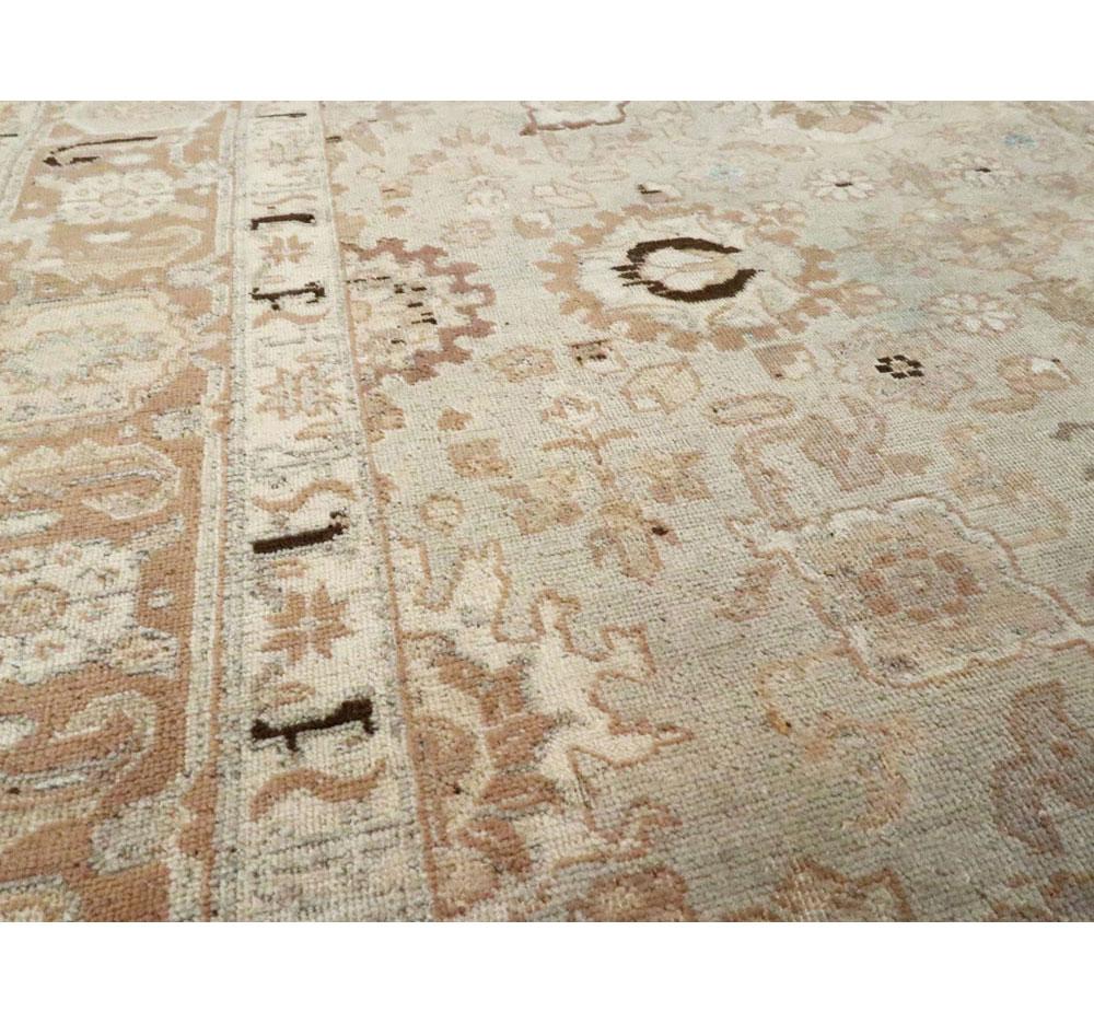 Wool Early 20th Century Handmade Persian Tabriz 7' x 10' Accent Rug in Slate Grey