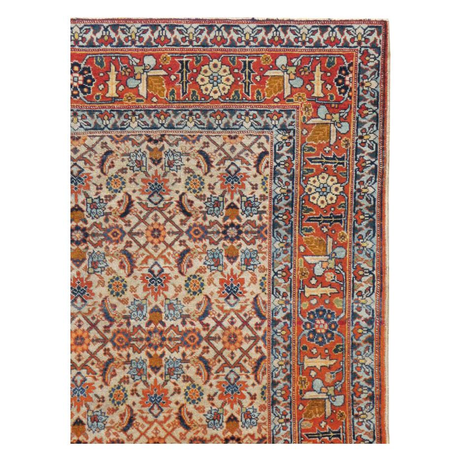 Rustic Early 20th Century Handmade Persian Tabriz Accent Rug