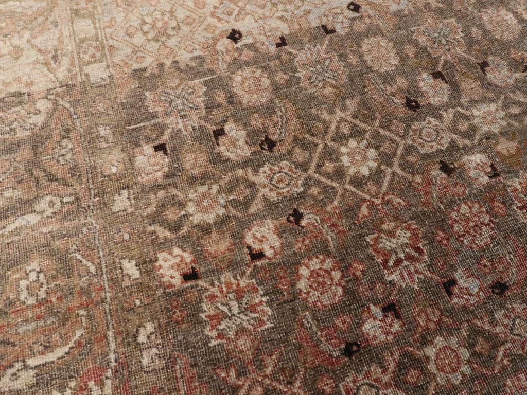 Hand-Knotted Early 20th Century Handmade Persian Tabriz Accent Rug For Sale