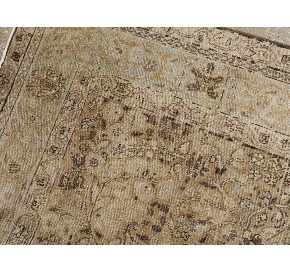 Early 20th Century Handmade Persian Tabriz Accent Rug In Good Condition For Sale In New York, NY