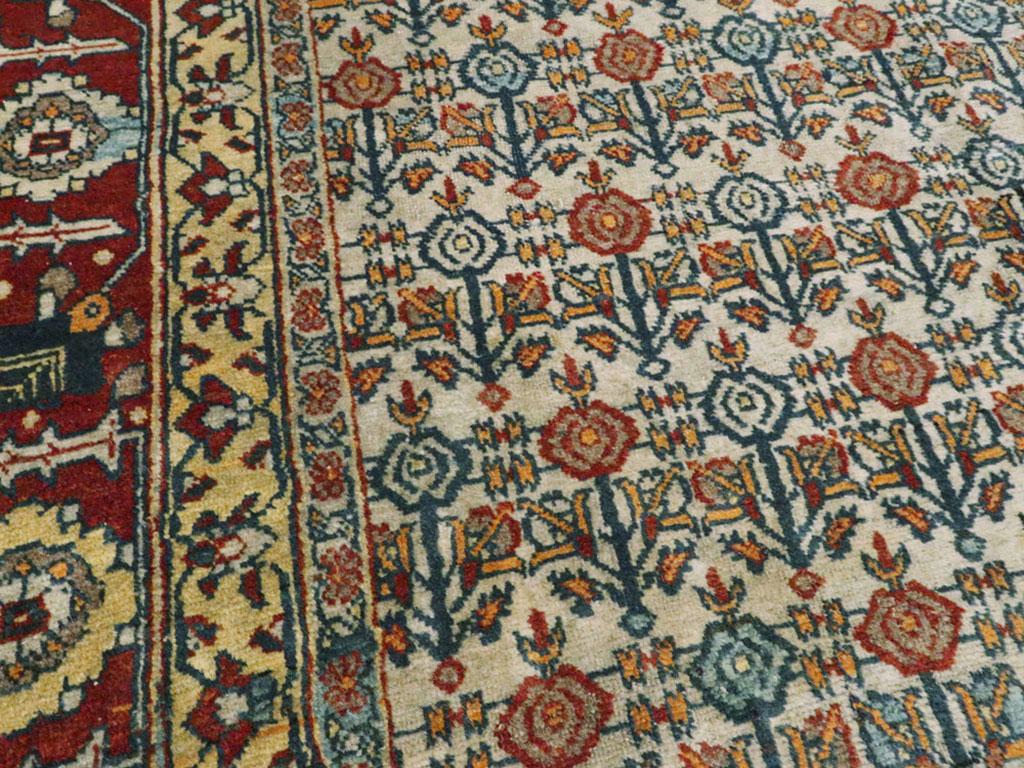 Hand-Knotted Early 20th Century Handmade Persian Tabriz Accent Rug For Sale