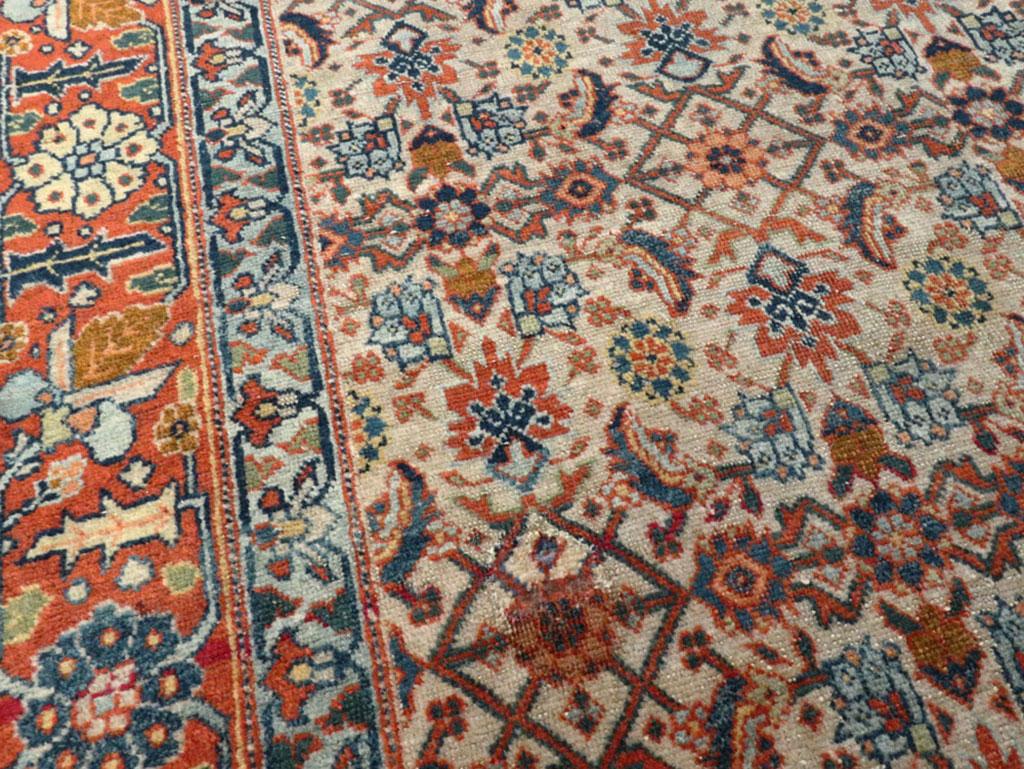 Early 20th Century Handmade Persian Tabriz Accent Rug In Excellent Condition In New York, NY