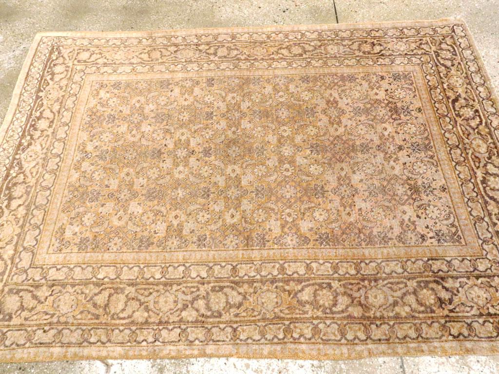 Wool Early 20th Century Handmade Persian Tabriz Accent Rug For Sale