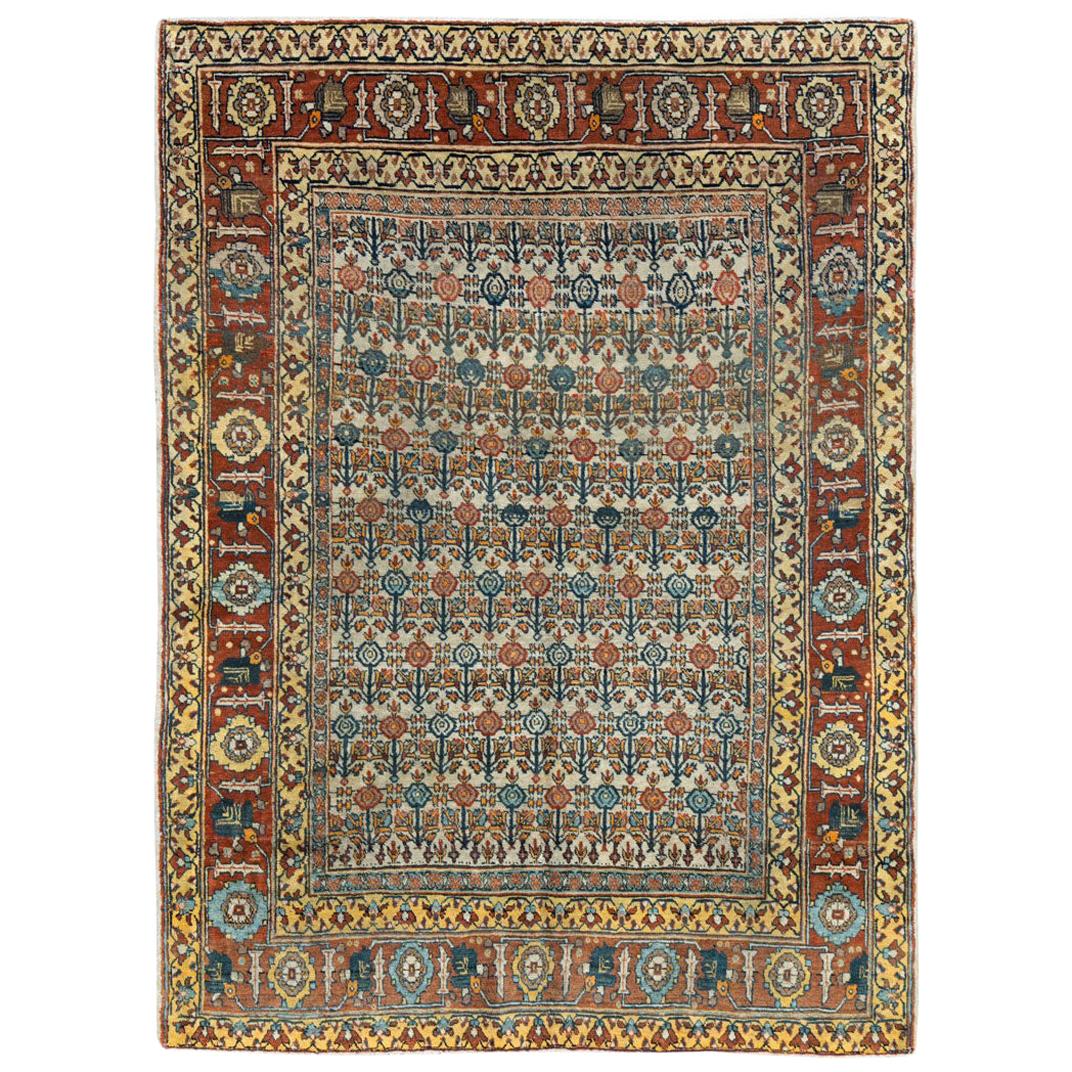 Early 20th Century Handmade Persian Tabriz Accent Rug For Sale