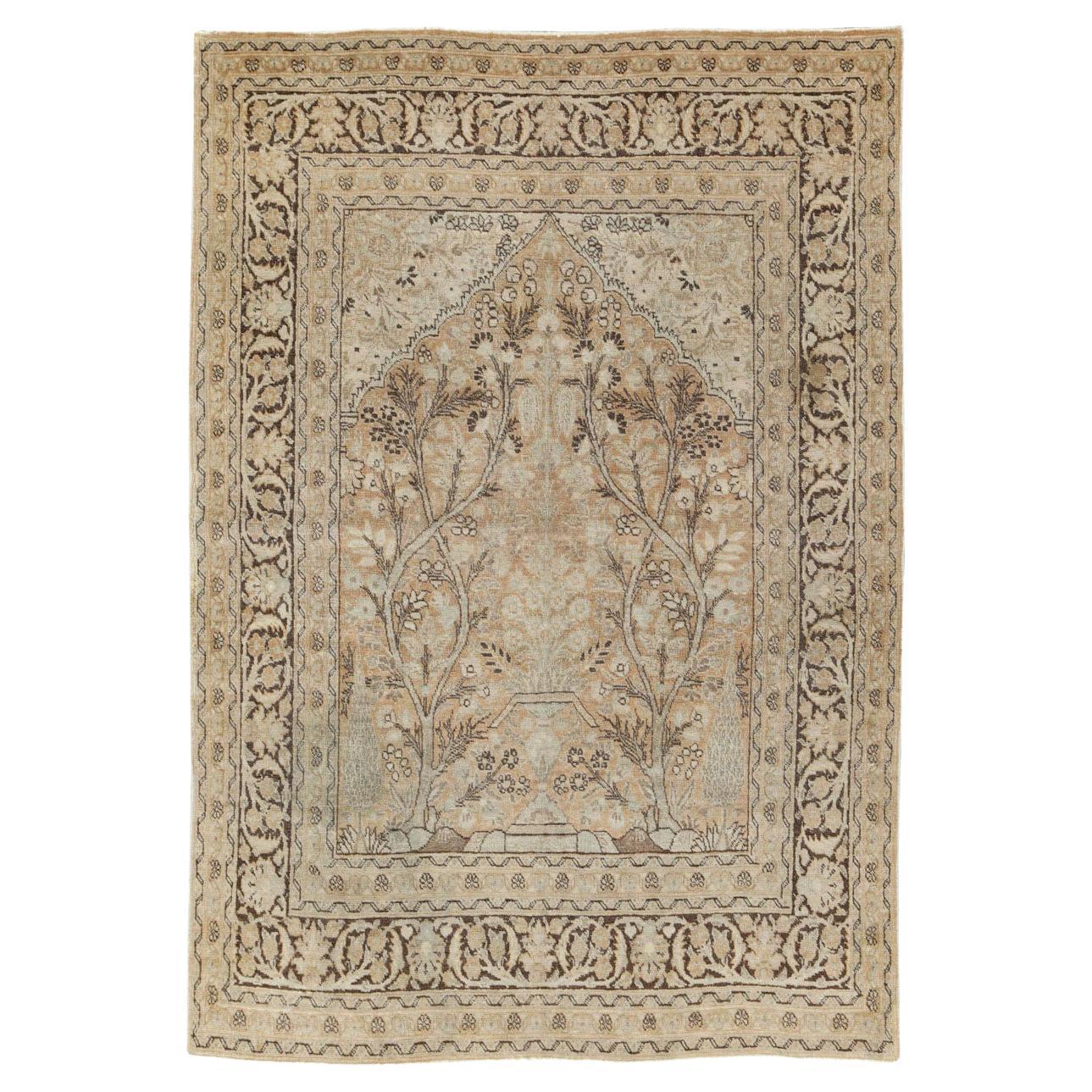 Early 20th Century Handmade Persian Tabriz Accent Rug For Sale