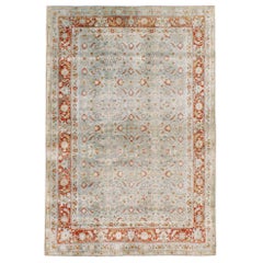 Early 20th Century Handmade Persian Tabriz Accent Rug in Slate-Blue and Red