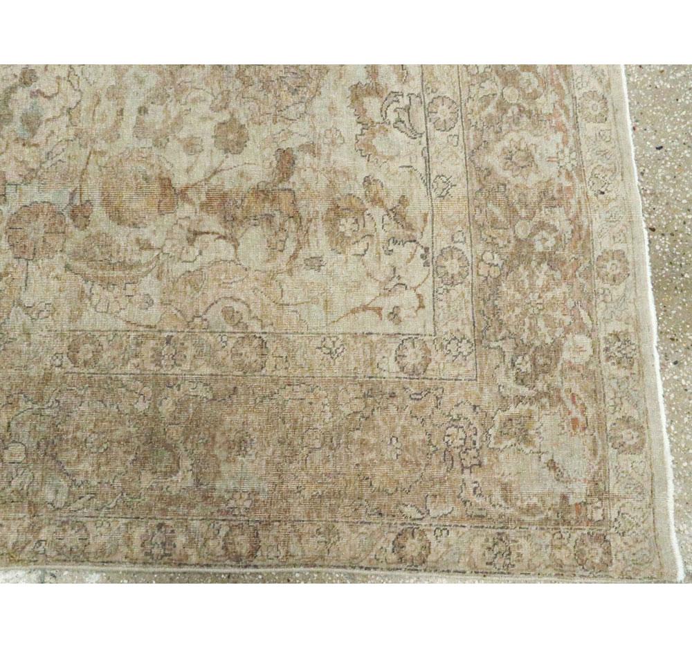 Early 20th Century Handmade Persian Tabriz Accent Rug with Muted Neutral Tones For Sale 3