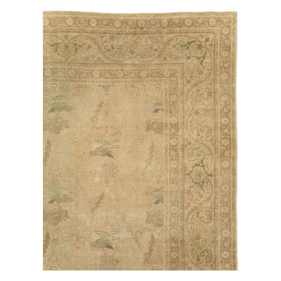 Édouardien Tapis persan Tabriz de grande taille du début du XXe siècle, fabriqué à la main en vente