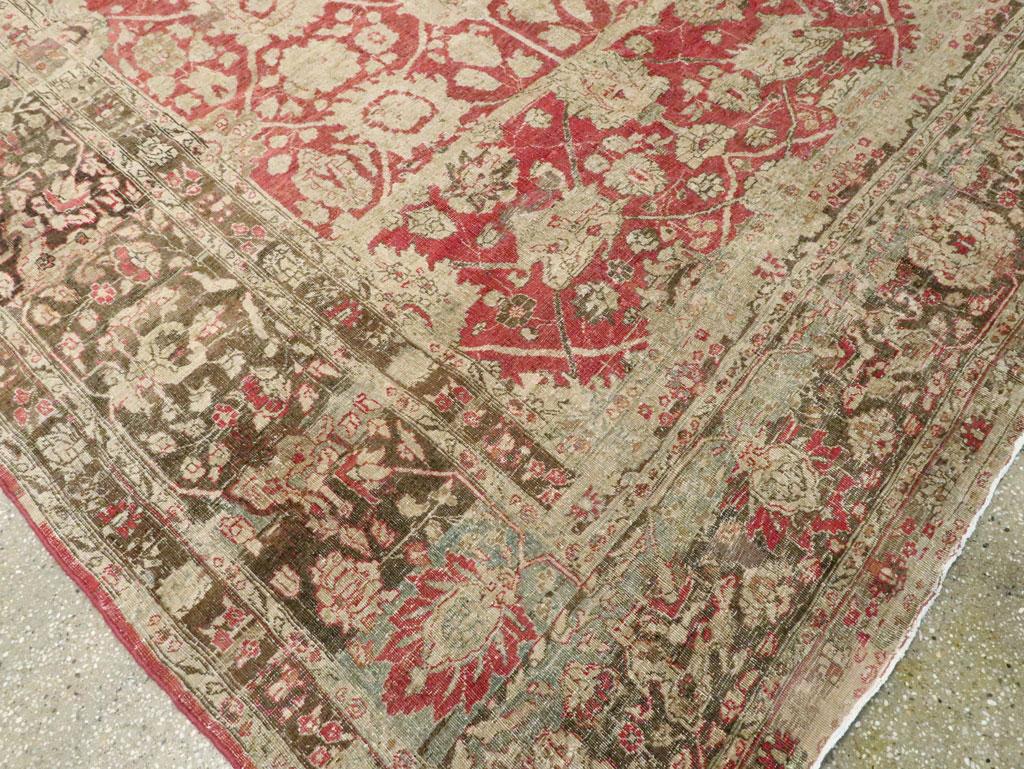 Early 20th Century Handmade Persian Tabriz Large Room Size Carpet For Sale 2