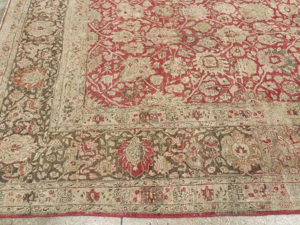 Early 20th Century Handmade Persian Tabriz Large Room Size Carpet For Sale 3