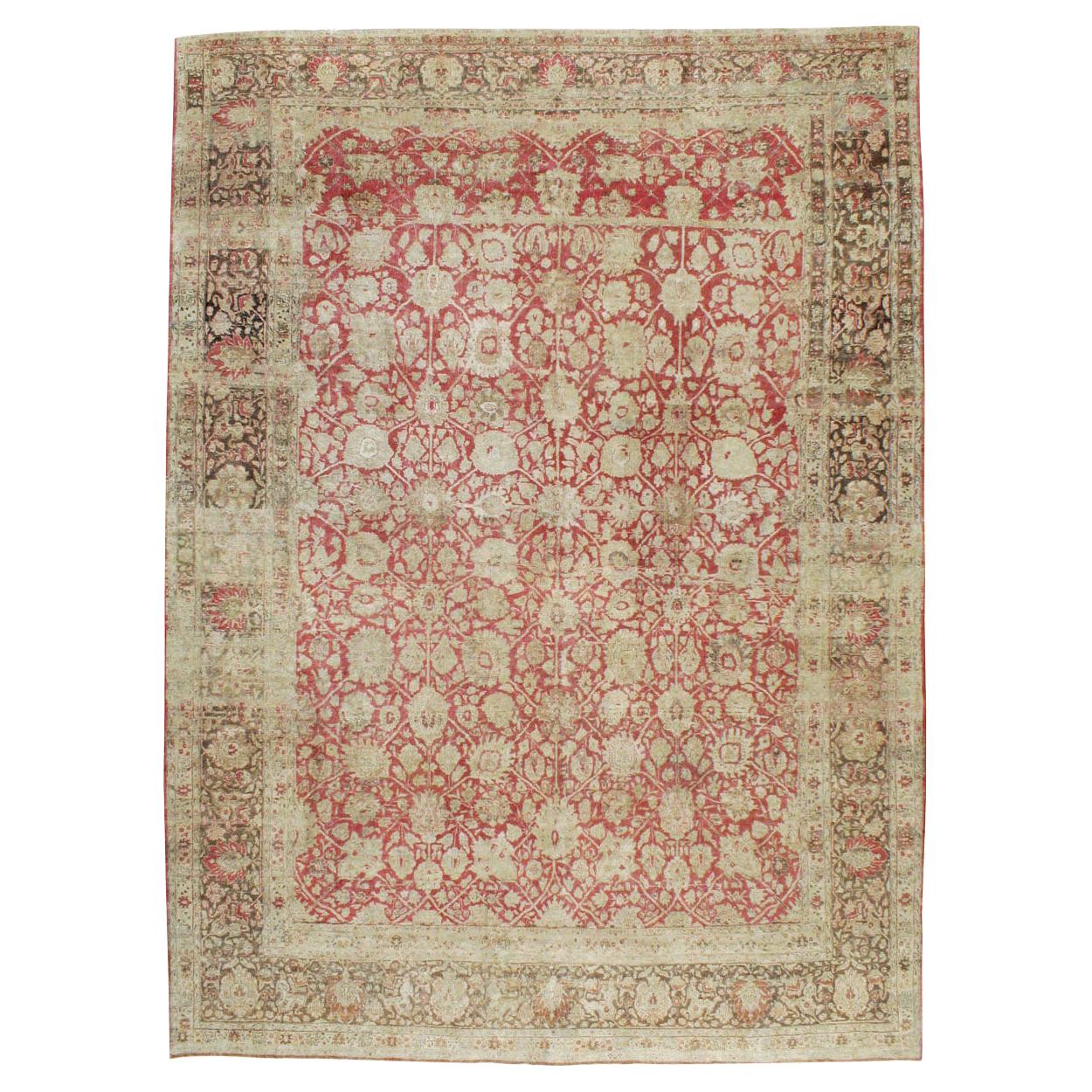 Early 20th Century Handmade Persian Tabriz Large Room Size Carpet For Sale