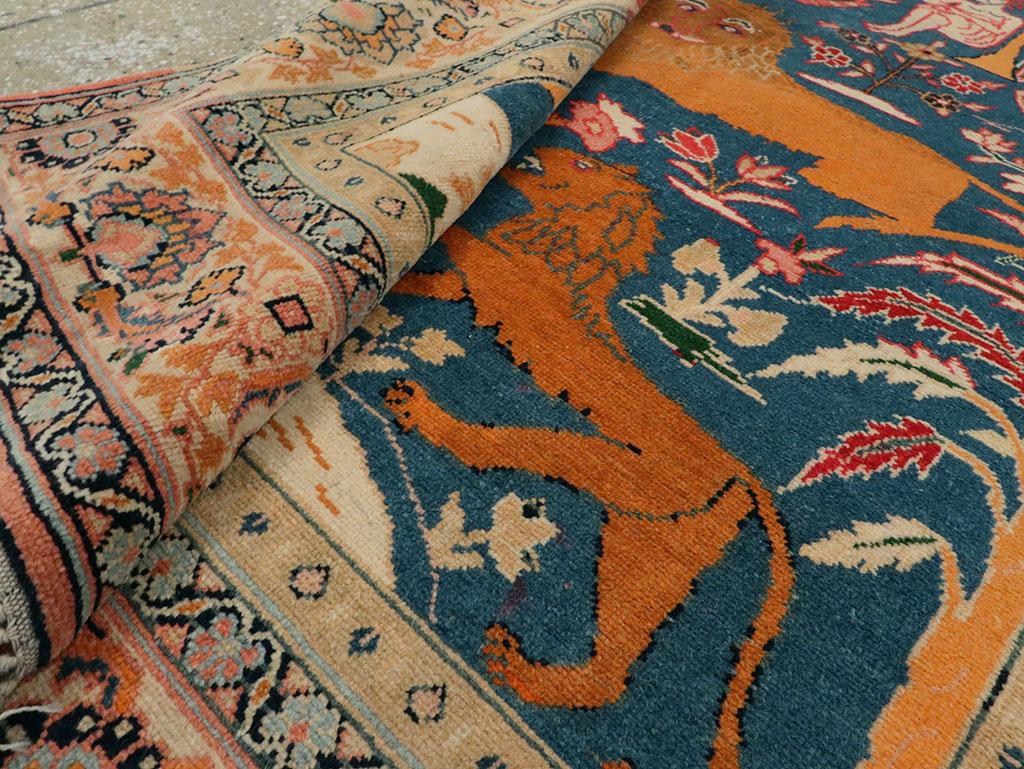 Early 20th Century Handmade Persian Tabriz Pictorial Accent Rug, circa 1920 2