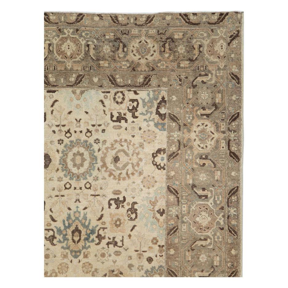 Hand-Knotted Early 20th Century Handmade Persian Tabriz Room Size Carpet For Sale