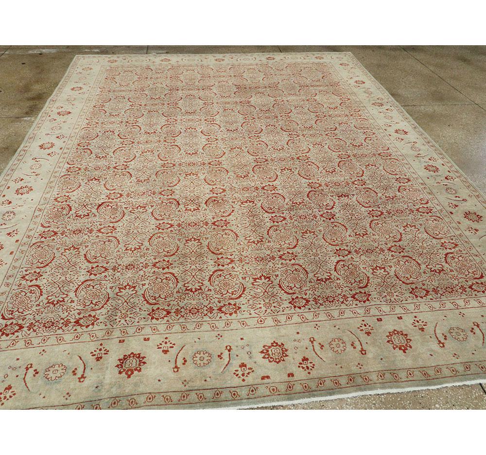 Wool Early 20th Century Handmade Persian Tabriz Room Size Carpet For Sale