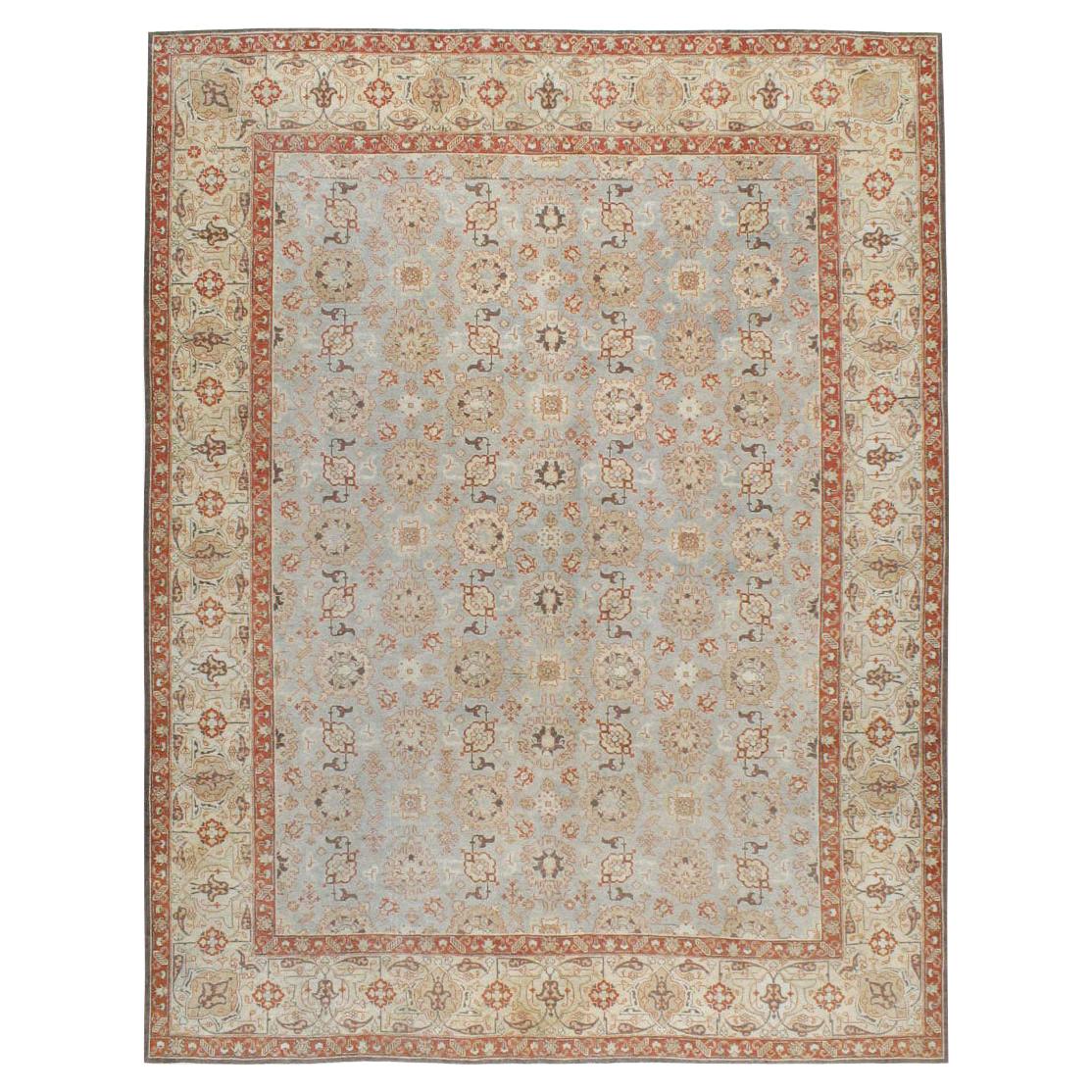Early 20th Century Handmade Persian Tabriz Room Size Carpet In Neutral