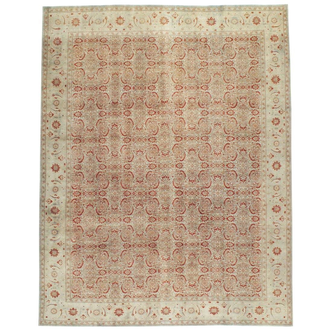 Early 20th Century Handmade Persian Tabriz Room Size Carpet