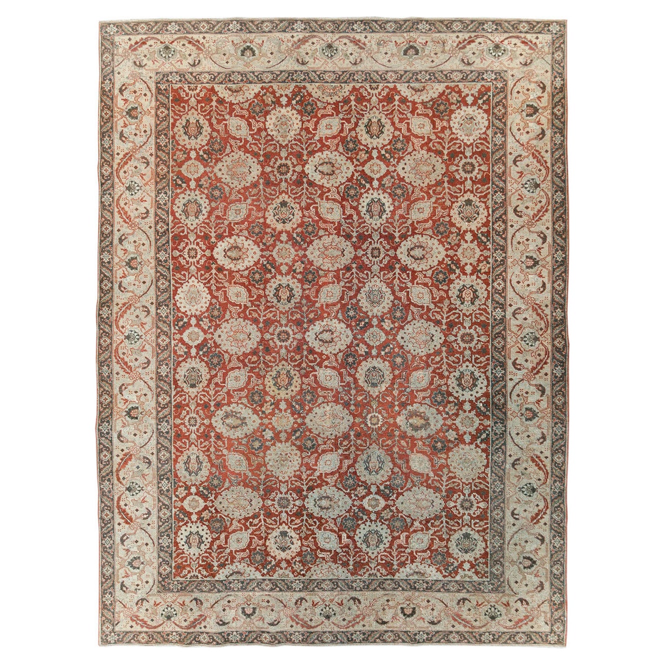 Early 20th Century Handmade Persian Tabriz Room Size Carpet For Sale