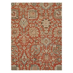 Early 20th Century Handmade Persian Tabriz Room Size Carpet in Rust and Grey