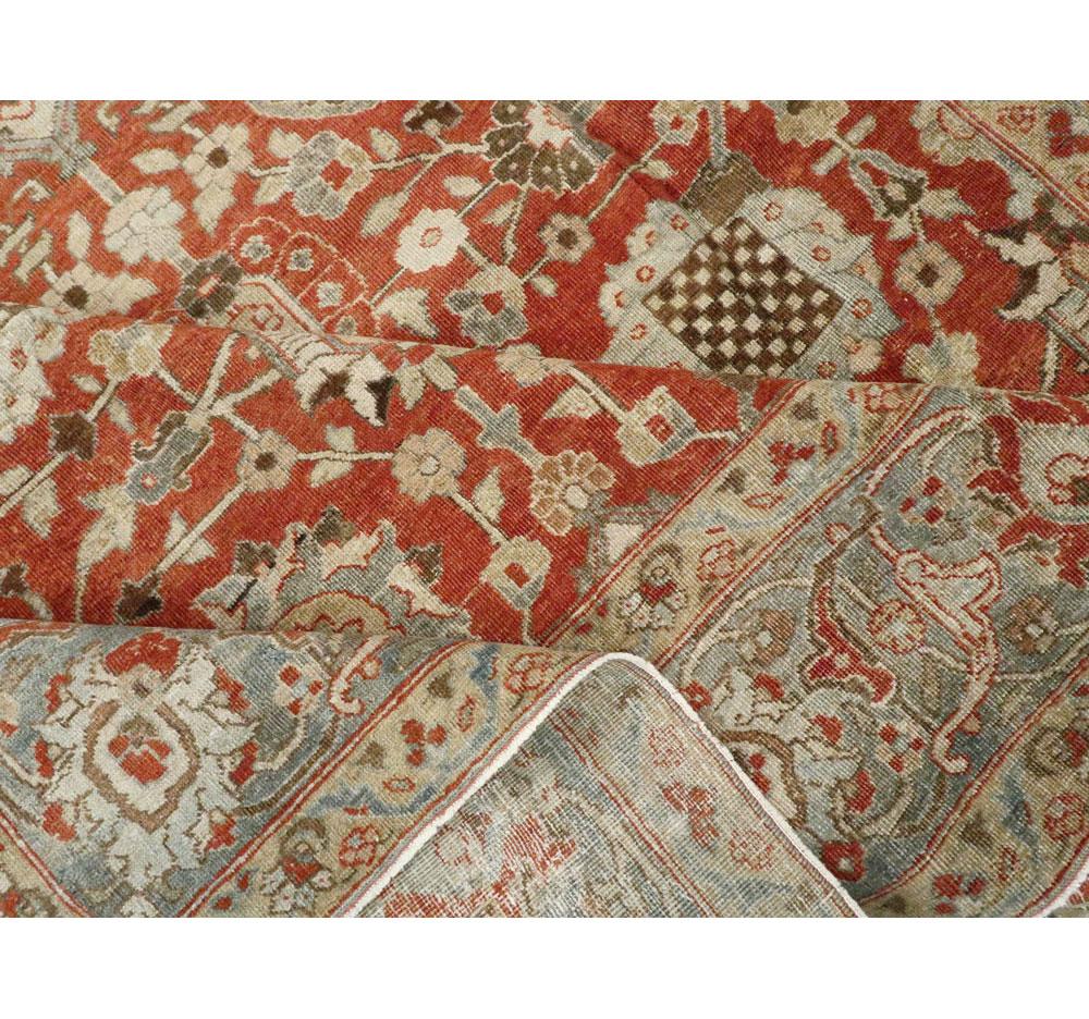 Early 20th Century Handmade Persian Tabriz Room Size Carpet in Rust and Grey For Sale 3