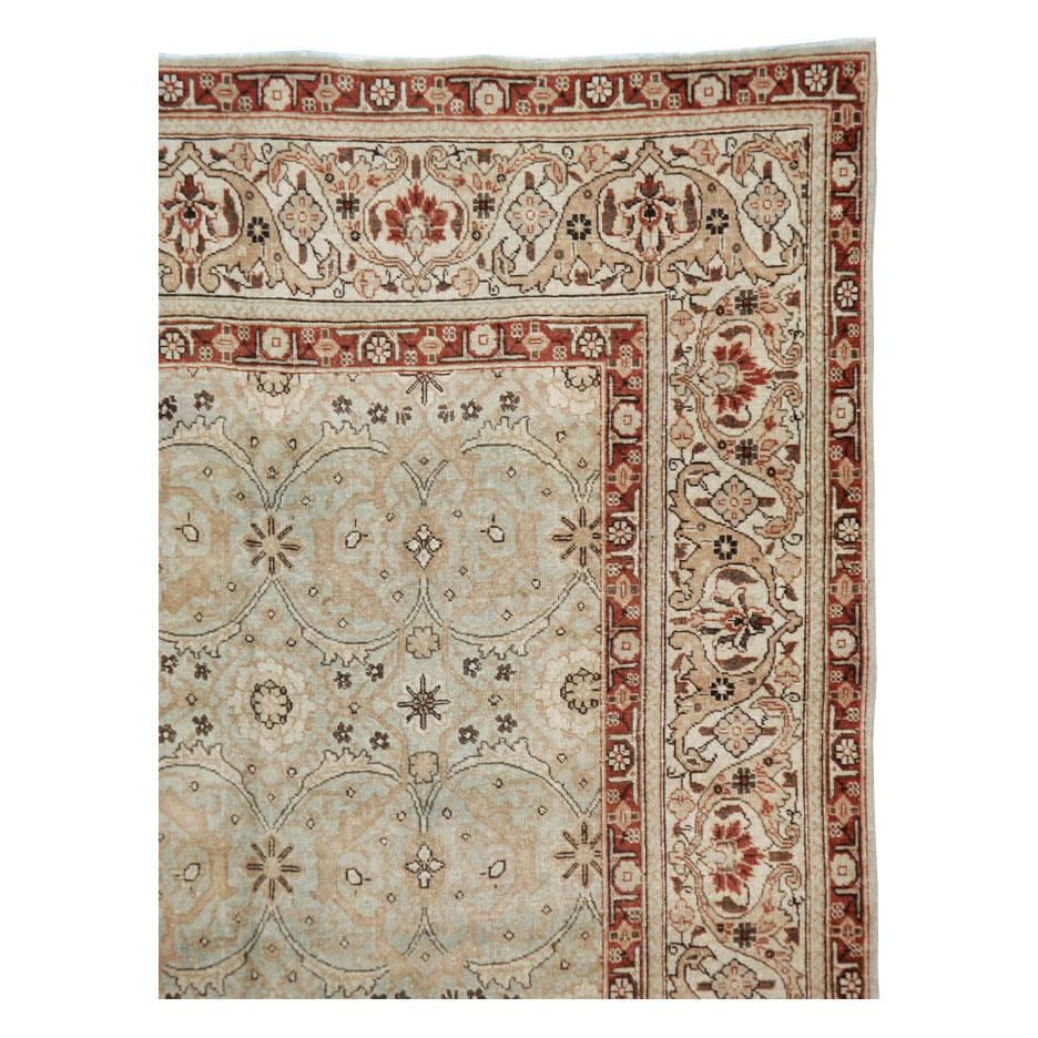 Hand-Knotted Early 20th Century Handmade Persian Tabriz Small Room Size Carpet For Sale