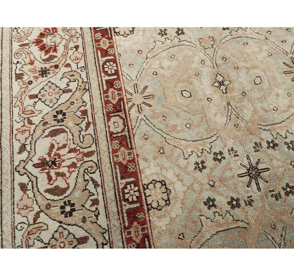 Wool Early 20th Century Handmade Persian Tabriz Small Room Size Carpet For Sale