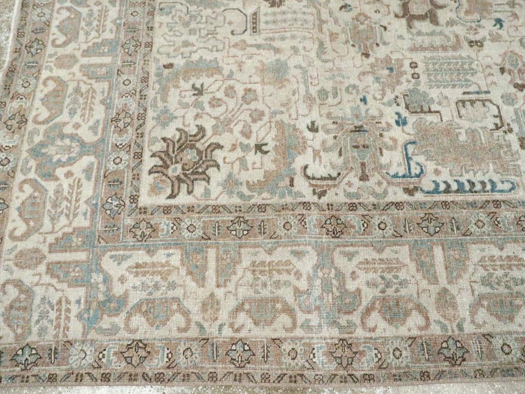 Early 20th Century Handmade Persian Tabriz Small Room Size Carpet For Sale 2