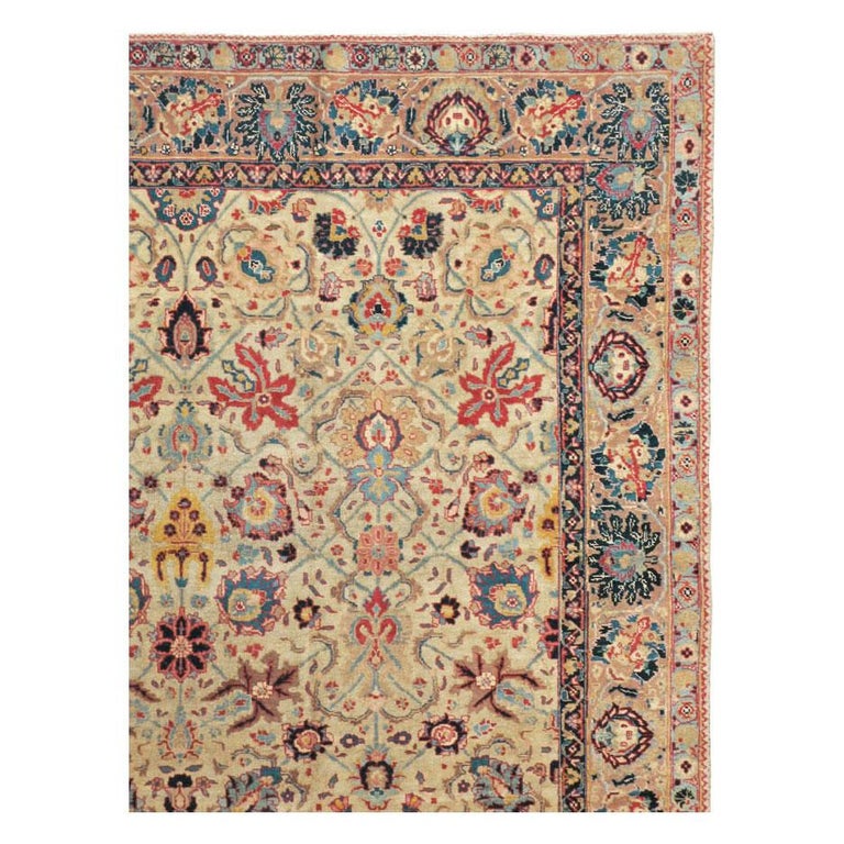 Early 20th Century Handmade Persian Tabriz Small Room Size Carpet in ...