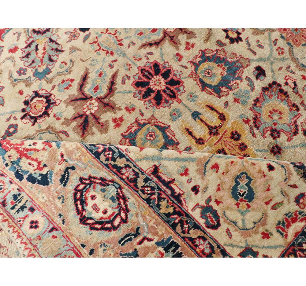 Early 20th Century Handmade Persian Tabriz Small Room Size Carpet in Jewel Tones For Sale 4