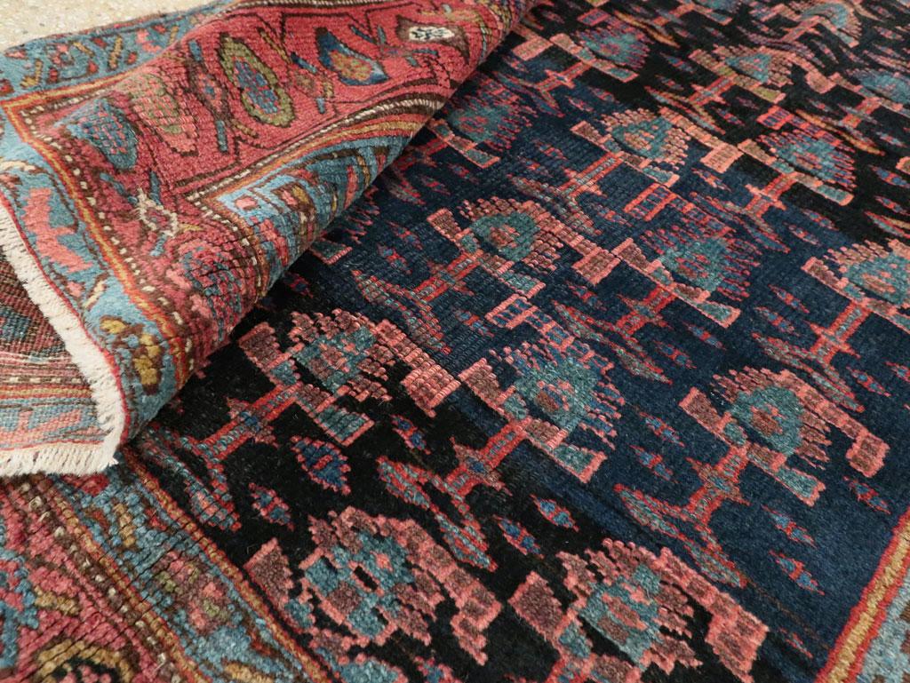 Early 20th Century Handmade Persian Tribal Gallery Accent Rug in Jewel Tones For Sale 3