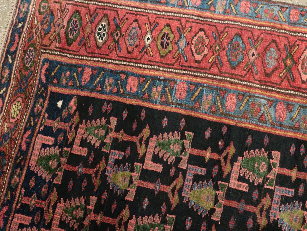 Wool Early 20th Century Handmade Persian Tribal Gallery Accent Rug in Jewel Tones For Sale