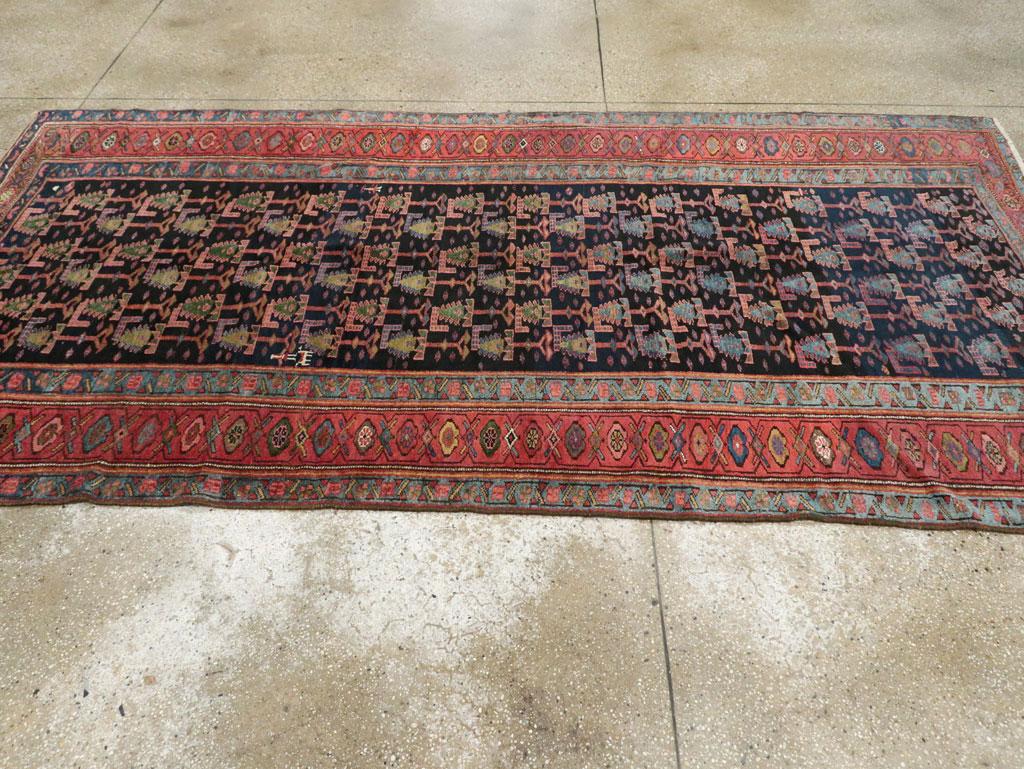 Early 20th Century Handmade Persian Tribal Gallery Accent Rug in Jewel Tones For Sale 1