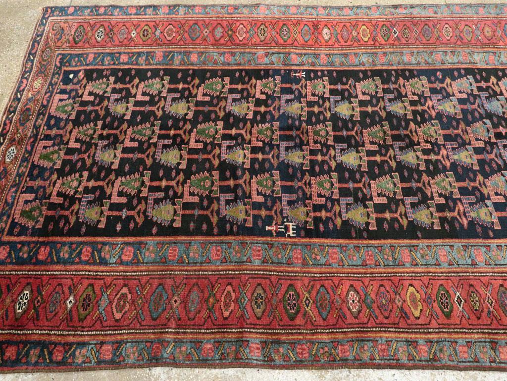 Early 20th Century Handmade Persian Tribal Gallery Accent Rug in Jewel Tones For Sale 2