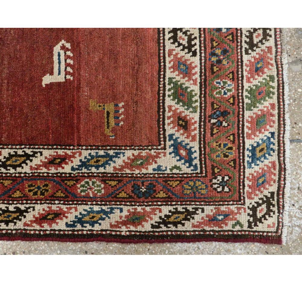 Early 20th Century Handmade Persian Tribal Pictorial Kurd Runner For Sale 4
