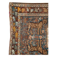 Early 20th Century Handmade Persian Tribal Pictorial Shiraz Accent Rug