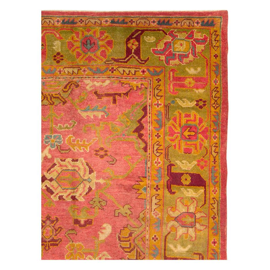 Early 20th Century Handmade Turkish Oushak Room Size Carpet In Good Condition In New York, NY