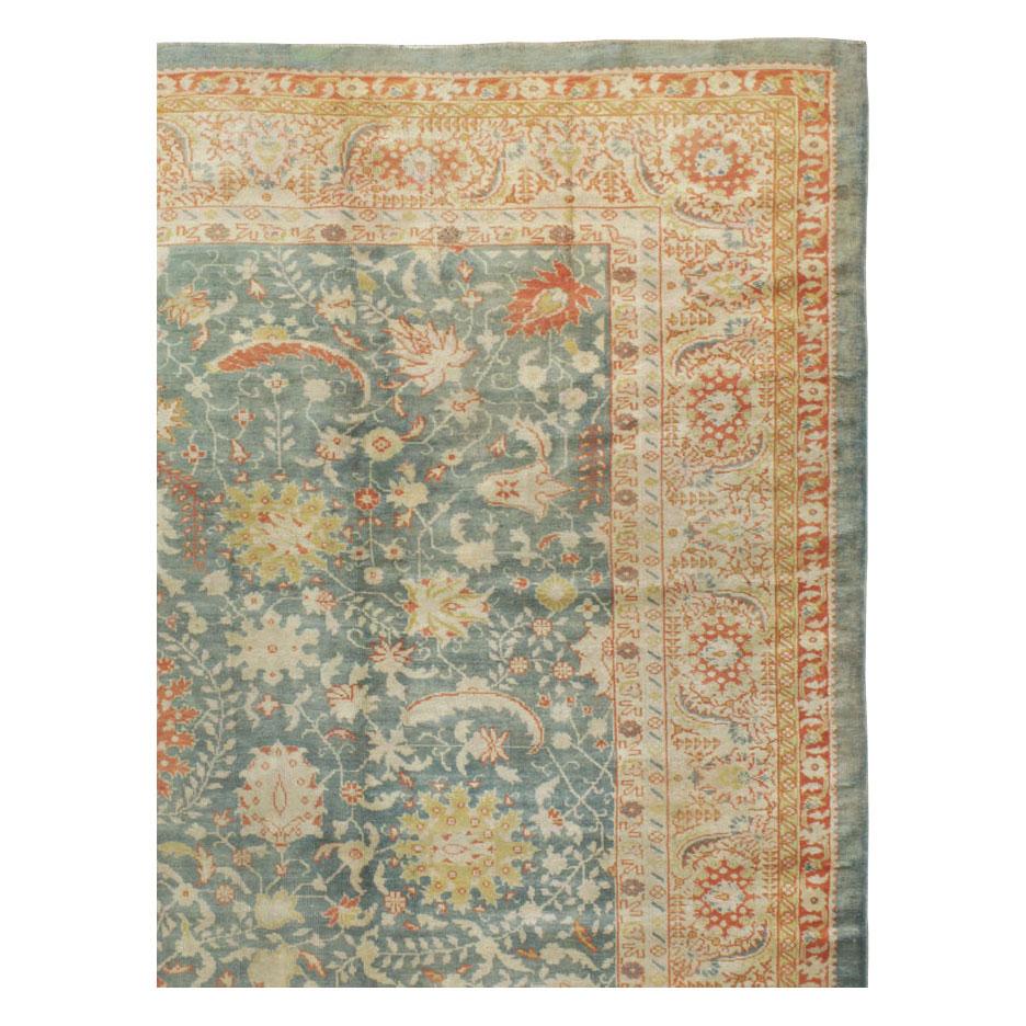 Early 20th Century Handmade Turkish Oushak Large Room Size Carpet In Good Condition For Sale In New York, NY