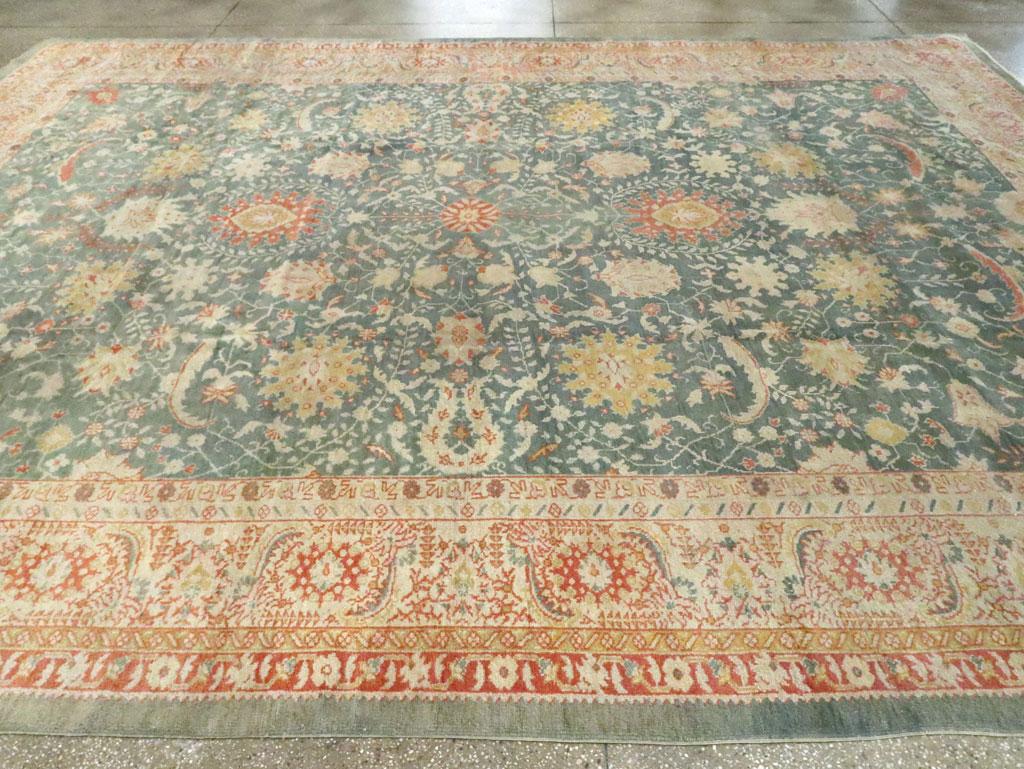 Early 20th Century Handmade Turkish Oushak Large Room Size Carpet For Sale 2